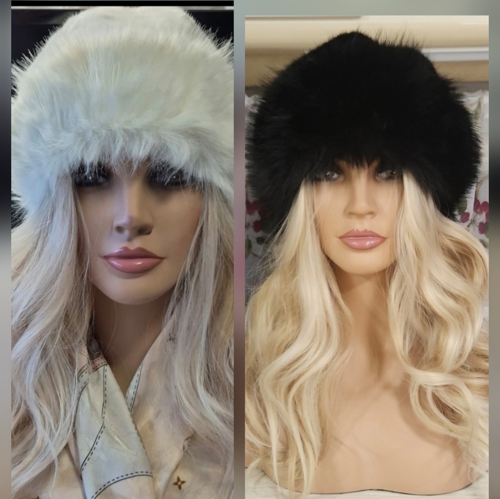 - - `ღ´- ♥ -`ღ´-♥.-ღ´   2 x Warm Faux Fur Winter Hat  `ღ´- ♥ -`ღ´-♥.-ღ´